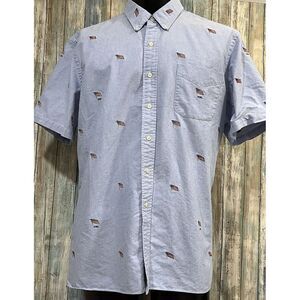 Ralph‎ Lauren Patriotic Embroidered Flag USA Button Dress Shirt XXL 001